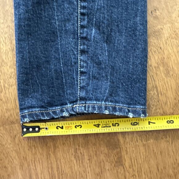 Dear John Straight Leg Distressed High Rise Jean Size 31 Knee Cut Out And Tears - Picture 14 of 16